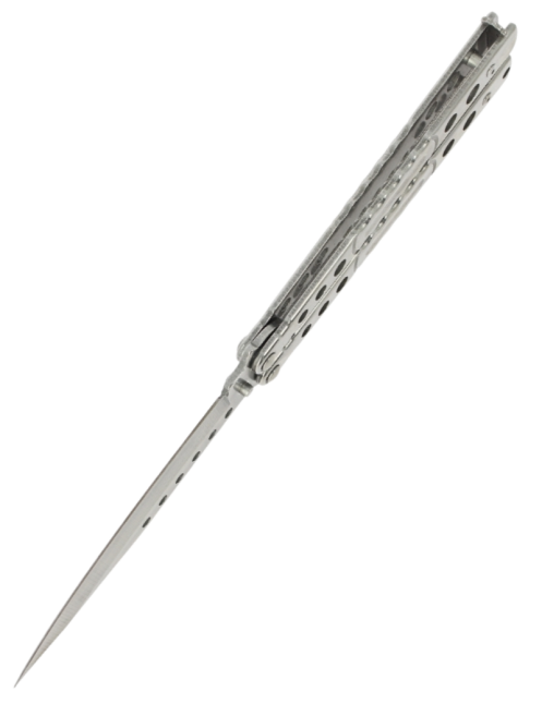 MAXKNIVES P58S Couteau papillon silver | Balisong Clip Point acier