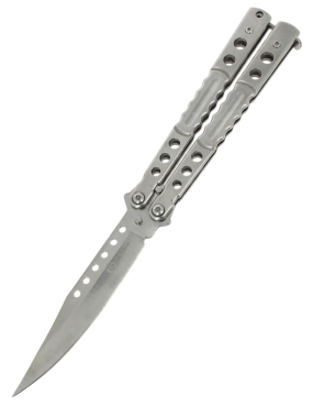 MAXKNIVES P58S Couteau papillon silver | Balisong Clip Point acier