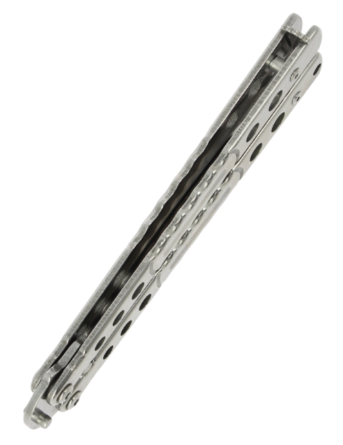 MAXKNIVES P58S Couteau papillon silver | Balisong Clip Point acier