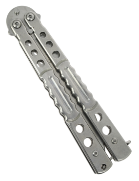 MAXKNIVES P58S Couteau papillon silver | Balisong Clip Point acier