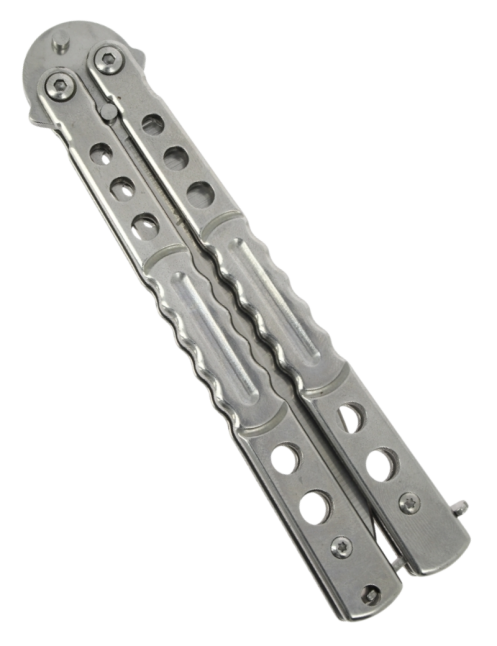 MAXKNIVES P58S Couteau papillon silver | Balisong Clip Point acier