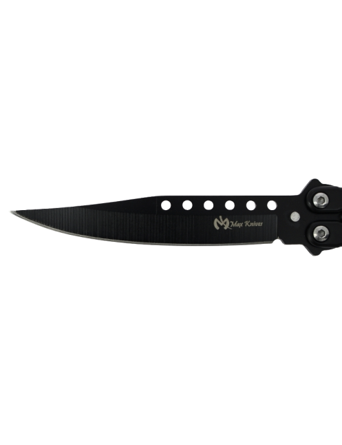 MAXKNIVES P58B Couteau papillon noir | Balisong Clip Point acier