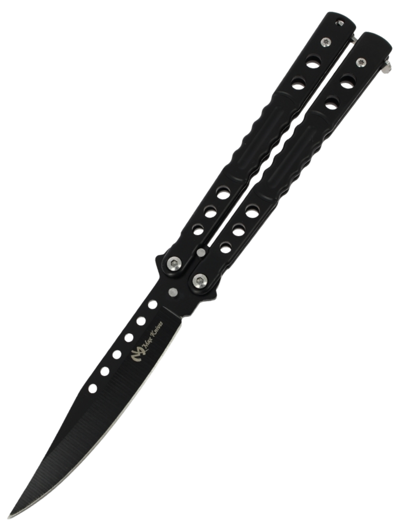MAXKNIVES P58B Couteau papillon noir | Balisong Clip Point acier