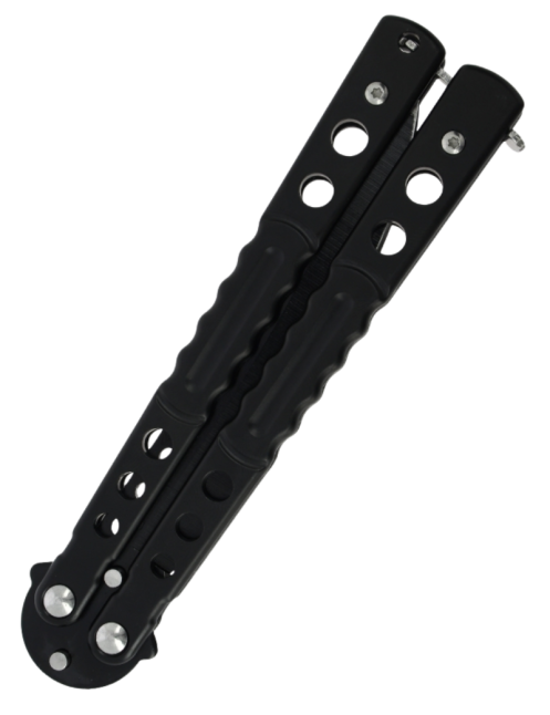 MAXKNIVES P58B Couteau papillon noir | Balisong Clip Point acier