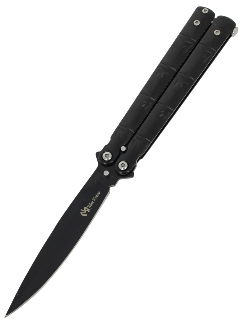 MAXKNIVES P61B Couteau papillon noir | Balisong acier robuste