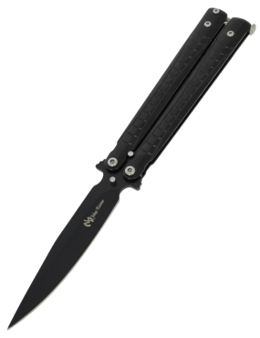 MAXKNIVES P59B Couteau papillon noir | Balisong acier robuste