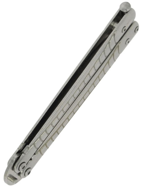 MAXKNIVES P59S Couteau papillon acier | Balisong robuste silver