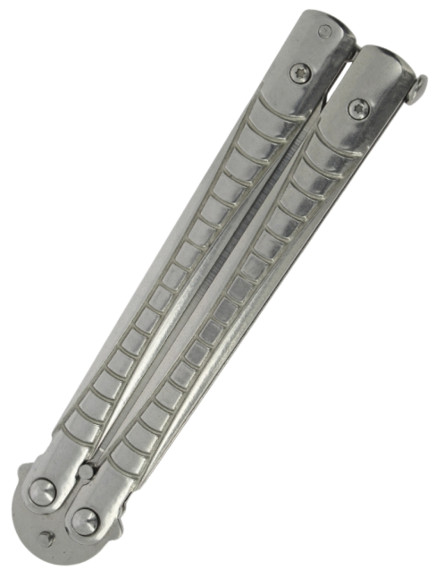 MAXKNIVES P59S Couteau papillon acier | Balisong robuste silver