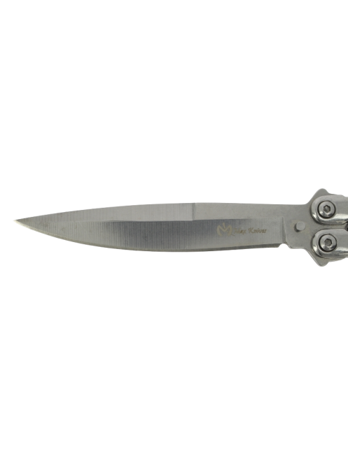 MAXKNIVES P59S Couteau papillon acier | Balisong robuste silver