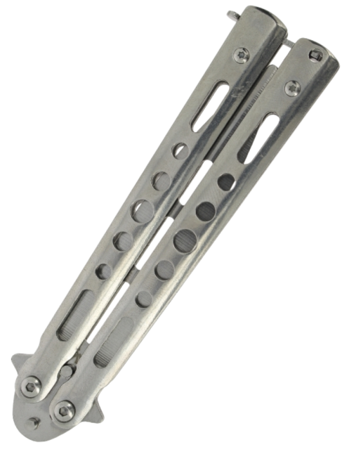 MAXKNIVES P57ES Couteau papillon acier | Balisong silver