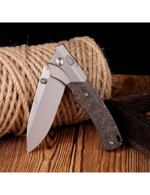 REMETTE WD107-TB Folding Knife M390 | Titanium Carbon EDC