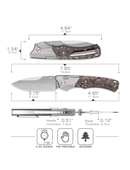REMETTE WD107-TB Couteau pliant M390 | Titane carbone EDC
