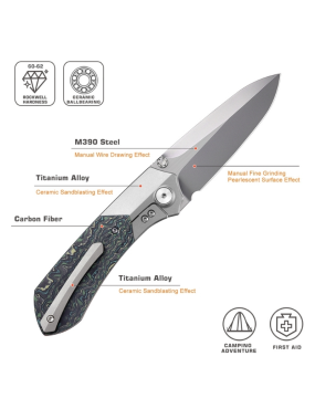 REMETTE RT-Meteor Couteau pliant M390 | Titane & carbone EDC