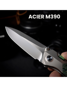 REMETTE RT-Meteor Couteau pliant M390 | Titane & carbone EDC