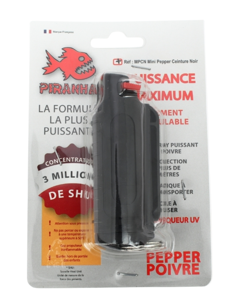 PIRANHA MPCN Mini Spray Poivre 10ml | Défense compacte 3M