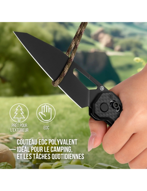 TACRAY TARCUS BLACK Couteau pliant D2 | EDC outdoor léger