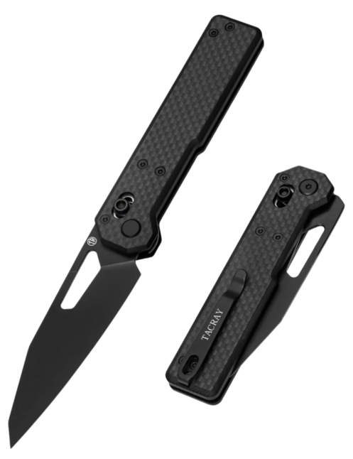 TACRAY TARCUS BLACK Folding Knife D2 | Lightweight Outdoor EDC