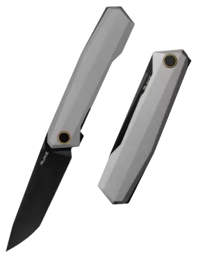 Ruike P166-AK Gris – Couteau pliant EDC Tanto 14C28N Lame noire Flippe