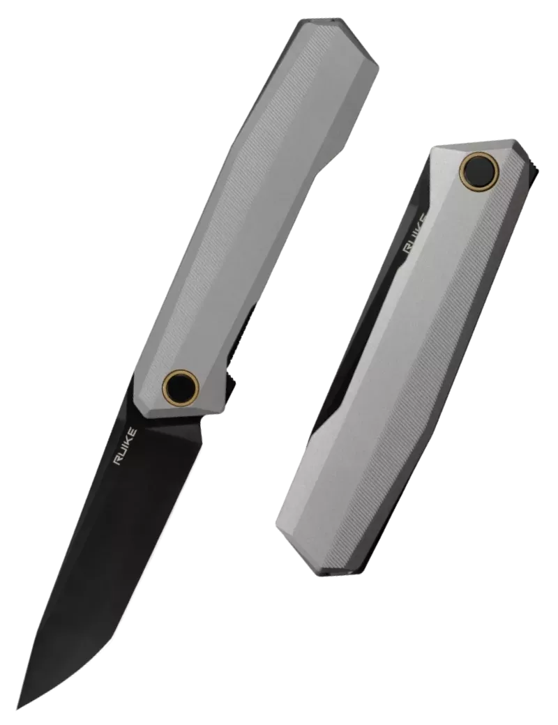 Ruike P166-AK Gray – EDC Folding Knife Tanto 14C28N Black Blade Flippe