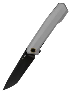 Ruike P166-AK Gris – Couteau pliant EDC Tanto 14C28N Lame noire Flippe