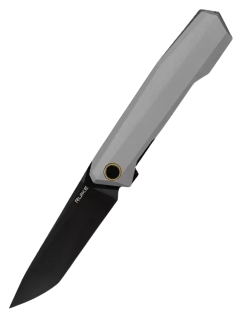 Ruike P166-AK Gris – Couteau pliant EDC Tanto 14C28N Lame noire Flippe