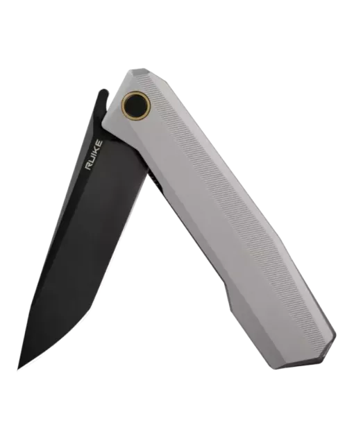 Ruike P166-AK Gray – EDC Folding Knife Tanto 14C28N Black Blade Flippe