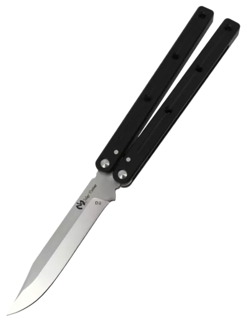 Couteau papillon D2 Clip Point | Balisong aluminium 108 mm