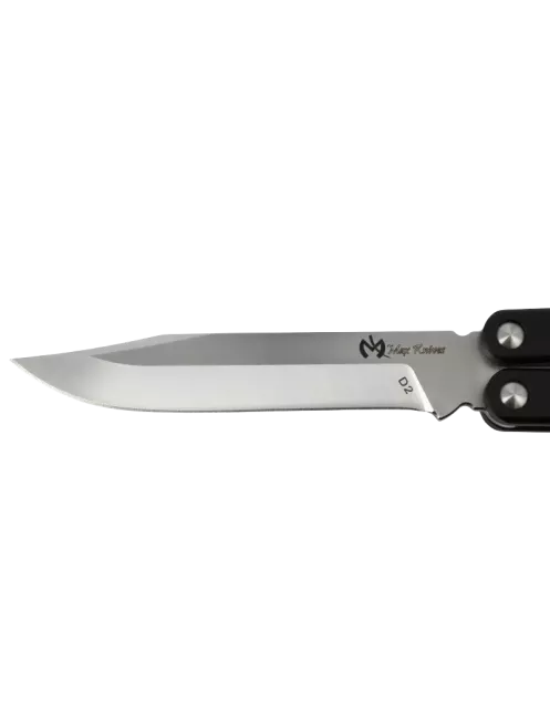 Couteau papillon D2 Clip Point | Balisong aluminium 108 mm