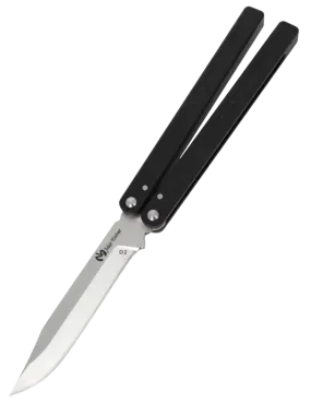 Couteau papillon D2 Clip Point | Balisong alu 108 mm
