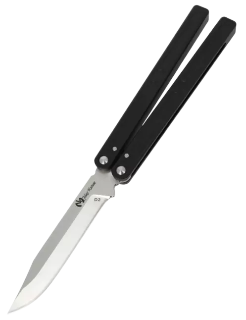 Couteau papillon D2 Clip Point | Balisong alu 108 mm
