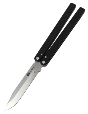 Couteau papillon D2 Clip Point | Balisong alu 108 mm
