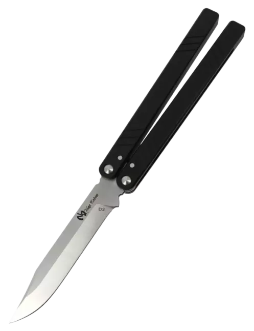 Couteau papillon D2 Clip Point | Balisong alu 108 mm