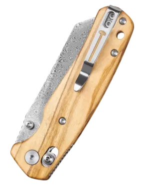 Bestechman Cicada’s Wing BMK06-W-2 Damascus Folding Knife Olive Wood