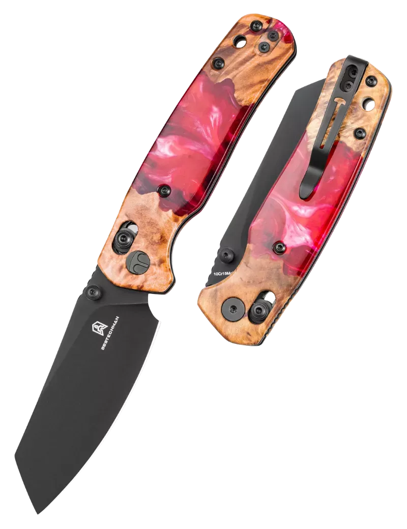 Bestechman Cicada’s Wing BMK06-W-5 Folding Knife Wood Red Resin