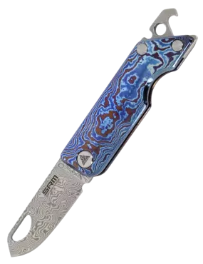 SRM 6435-TL Couteau pliant Damas | Titane EDC ultra léger