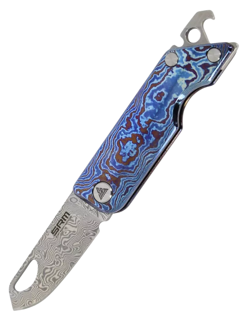 SRM 6435-TL Couteau pliant Damas | Titane EDC ultra léger