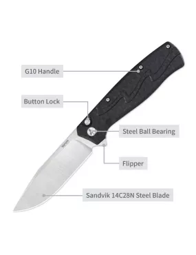 Couteau EDC SRM 221X-GB – Bowie 14C28N & Button Lock