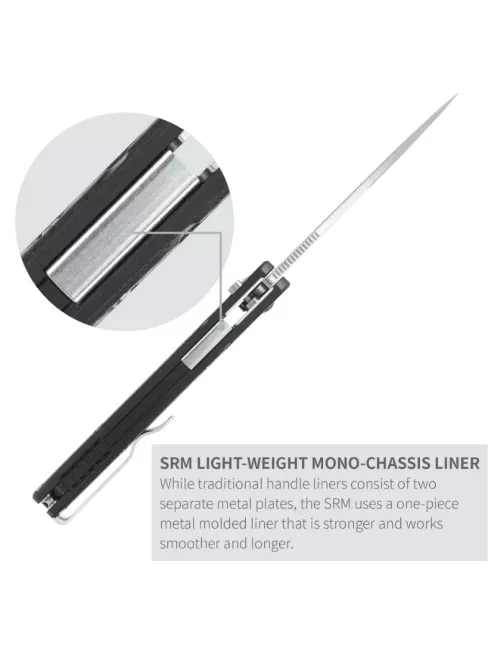 Couteau EDC SRM 221X-GB – Bowie 14C28N & Button Lock