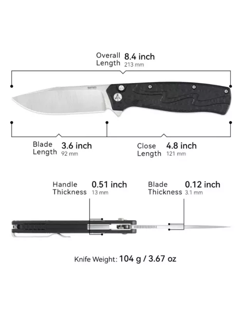 SRM 221X-GB Knife – Bowie 14C28N & Button Lock
