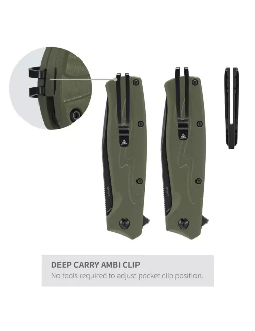 Couteau EDC SRM 221X-GP – Bowie noir 14C28N & G10 vert