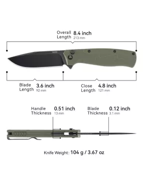 Couteau EDC SRM 221X-GP – Bowie noir 14C28N & G10 vert