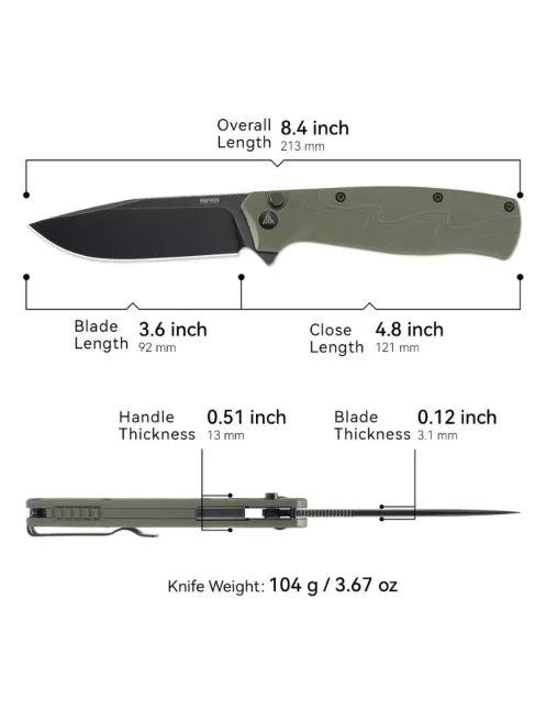 Couteau EDC SRM 221X-GP – Bowie noir 14C28N & G10 vert