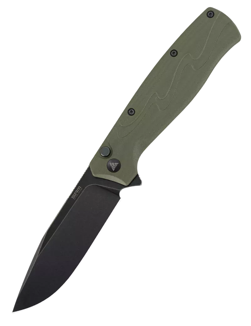 Couteau EDC SRM 221X-GP – Bowie noir 14C28N & G10 vert