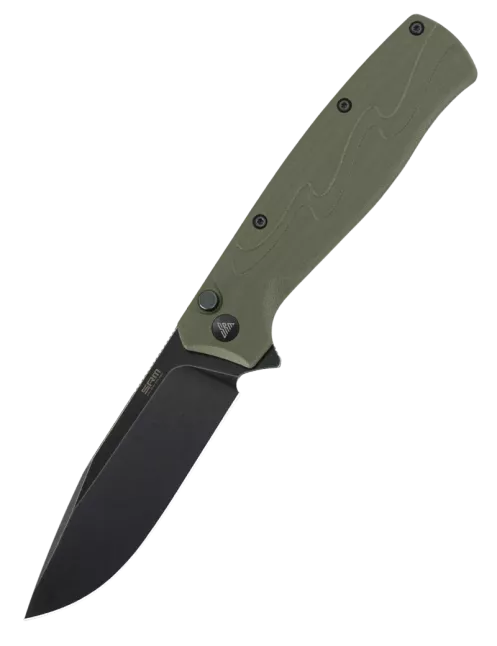 Couteau EDC SRM 221X-GP – Bowie noir 14C28N & G10 vert