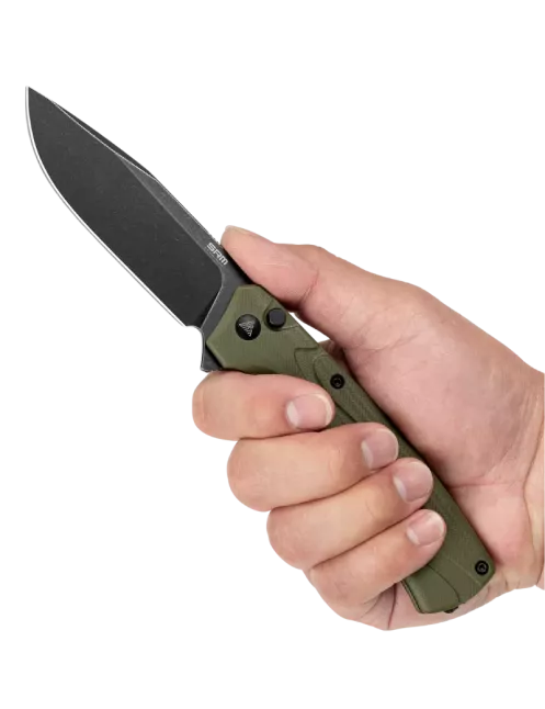 Couteau EDC SRM 221X-GP – Bowie noir 14C28N & G10 vert