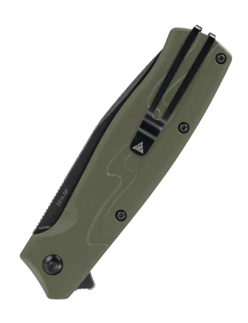 Couteau EDC SRM 221X-GP – Bowie noir 14C28N & G10 vert