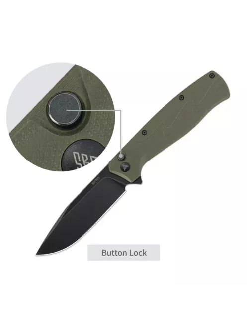 Couteau EDC SRM 221X-GP – Bowie noir 14C28N & G10 vert