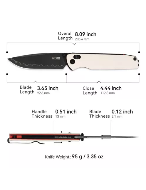 Couteau EDC SRM Terrier 258L-GT2 – acier laminé 140Cr