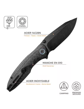 Remette Cool Whale RTCL-GN2 Folding Knife Blackwash 14C28N