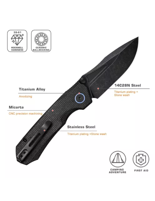 Remette RT-Rhino MC25B Folding Knife | 14C28N Micarta